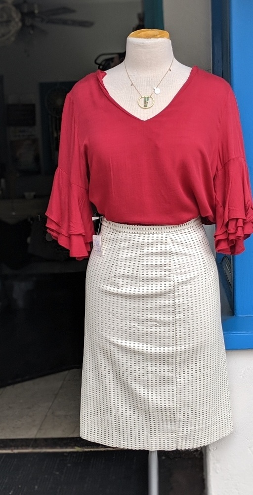 White leather skirt